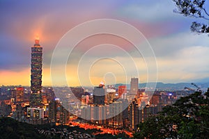 Skyline of Xinyi District in Taipei