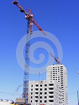 Skylines : Construction site with crane over a building, Minsk, Belarus