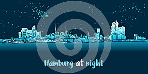 Skylinie Hamburg Port Panorama at night photo