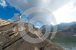 Skyrunning woman training in mountain