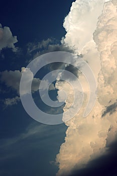 Skyscape. Cumulus clouds in close-up