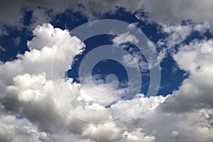 Skyscape. Cumulus clouds in close-up