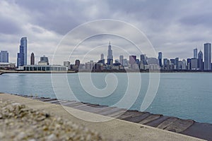 Skyscapers and skylin of Chicago and Lake Michigan from Milennium Park photo