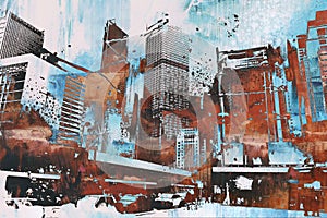 Skyscraper with abstract grunge