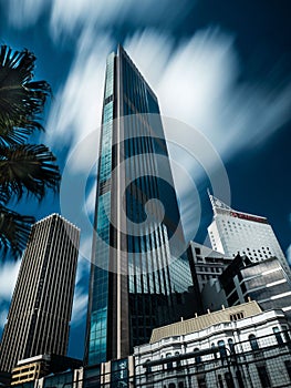 Skyscraper with abstract long exposure Animation Montage