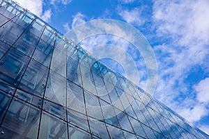 Skyscraper against blue sky, in Berlin Germany, background.