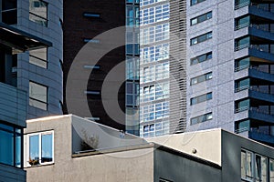 Skyscraper building facade close up