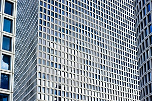 Skyscraper building modern city architecture exterior facade wall and windows background