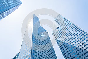 Skyscraper building at singapore - blue whitebalance processing photo