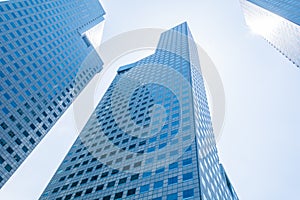 Skyscraper building at singapore - blue whitebalance processing photo