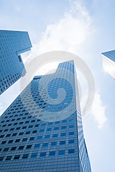 Skyscraper building at singapore - blue whitebalance processing photo