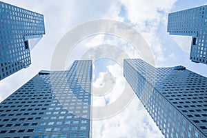 Skyscraper building at singapore - blue whitebalance processing