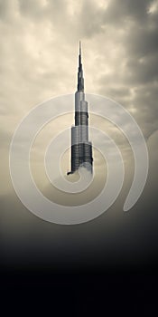 Skyscraper Burj Khalifa Piercing through a Dense Layer of Fog