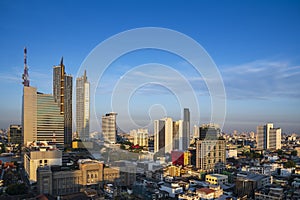 Skyscraper of business center district at Bangkok skyline with blue sky background, Bangkok city is modern metropolis and