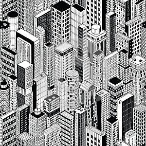 Skyscraper City Seamless Pattern - medium