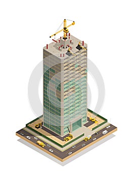 Skyscraper Construction Isometric Composition