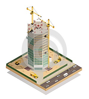 Skyscraper Construction Isometric Composition