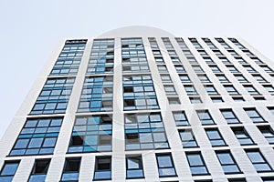 Skyscraper with glass facade. Modern building.