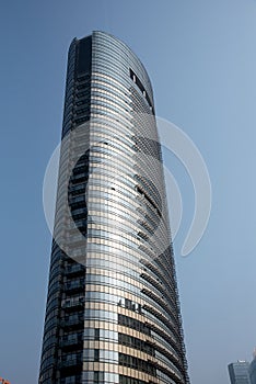 A skyscraper isolated on blue sky