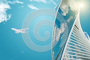 Skyscraper with jet