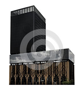 Skyscraper with Modern Architectural exterior building isolated on White background with clipping path