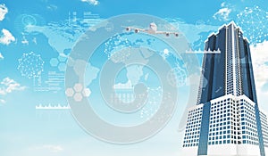 Skyscraper with molecule