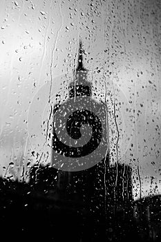 The skyscraper outside the window. Poland.