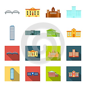 Skyscraper, police, hotel, school.Building set collection icons in cartoon,flat style vector symbol stock illustration