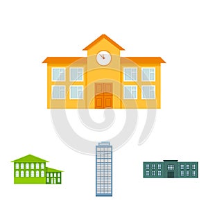 Skyscraper, police, hotel, school.Building set collection icons in cartoon style vector symbol stock illustration web.