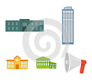 Skyscraper, police, hotel, school.Building set collection icons in cartoon style vector symbol stock illustration web.