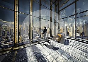 skyscraper professional view looking glass office city highrise executive window business