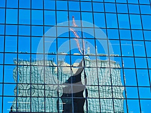 Skyscraper Reflections in Glass Windows, Distorted Image