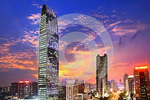Modern city skyline cityscape skyscraper Shenzhen landmark building China photo