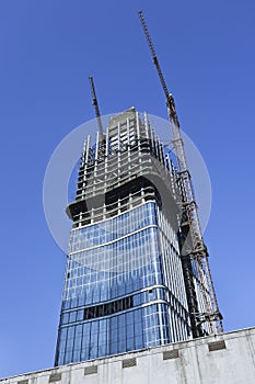 Skyscraper under construction in Beijing Central Business District, China