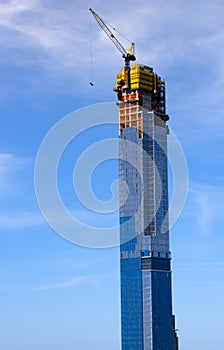 Skyscraper under construction in New York downtown, USA