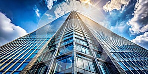 skyscraper view low angle view focus from bottom to top AI Generative