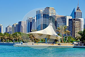 Skyscrapers of Abu-Dhabi from Persian gulf