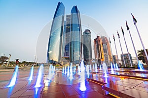 Skyscrapers of Abu Dhabi at sunset