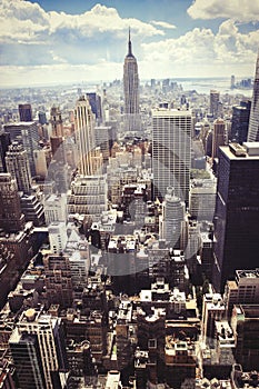 Skyscrapers. Aerial view of New York City, Manhattan