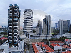Skyscrapers along Beach Road in Singapore