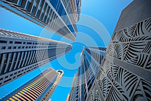 Skyscrapers on a background of blue sky