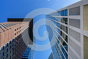 Skyscrapers, banks and other architecture in the inner city of Frankfurt am Main