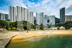 Skyscrapers and beach at Repulse Bay, in Hong Kong, Hong Kong.