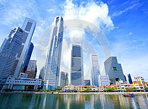 Skyscrapers in business district of Singapore.