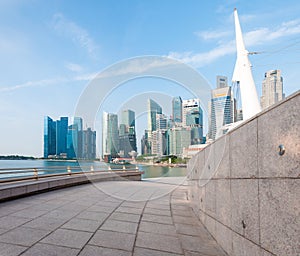 Skyscrapers of business district in Singapore City.