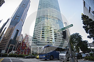 Skyscrapers in business district of Singapore City.