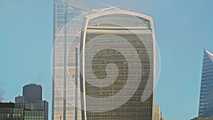 Skyscrapers in City of London in the business area showing Walkie Talkie building and other offices