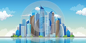 Skyscrapers in cityscape background.Downtown landscape vector illustration.