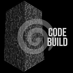 Skyscrapers code. Binary digital form of futuristic city building