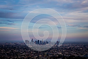 Skyscrapers of down town Los Angeles during sunset